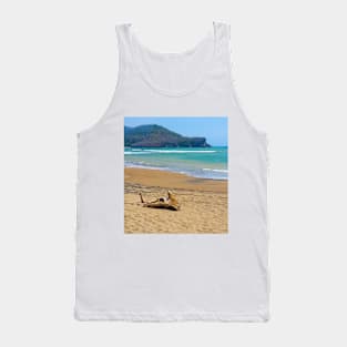 Two dead woods at a sand beach Tank Top